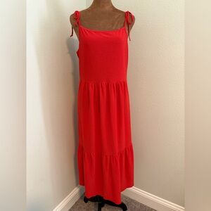 Green Envelope Vibrant Red Maxi Dress